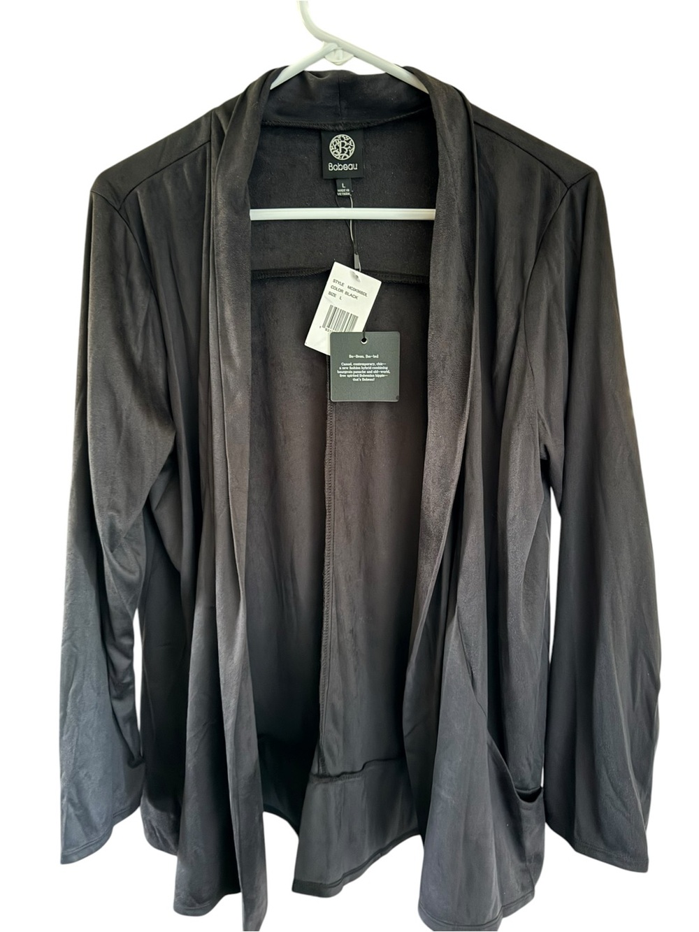 bobeau Black Open-Front Draped Blazer with Shawl Collar NWT